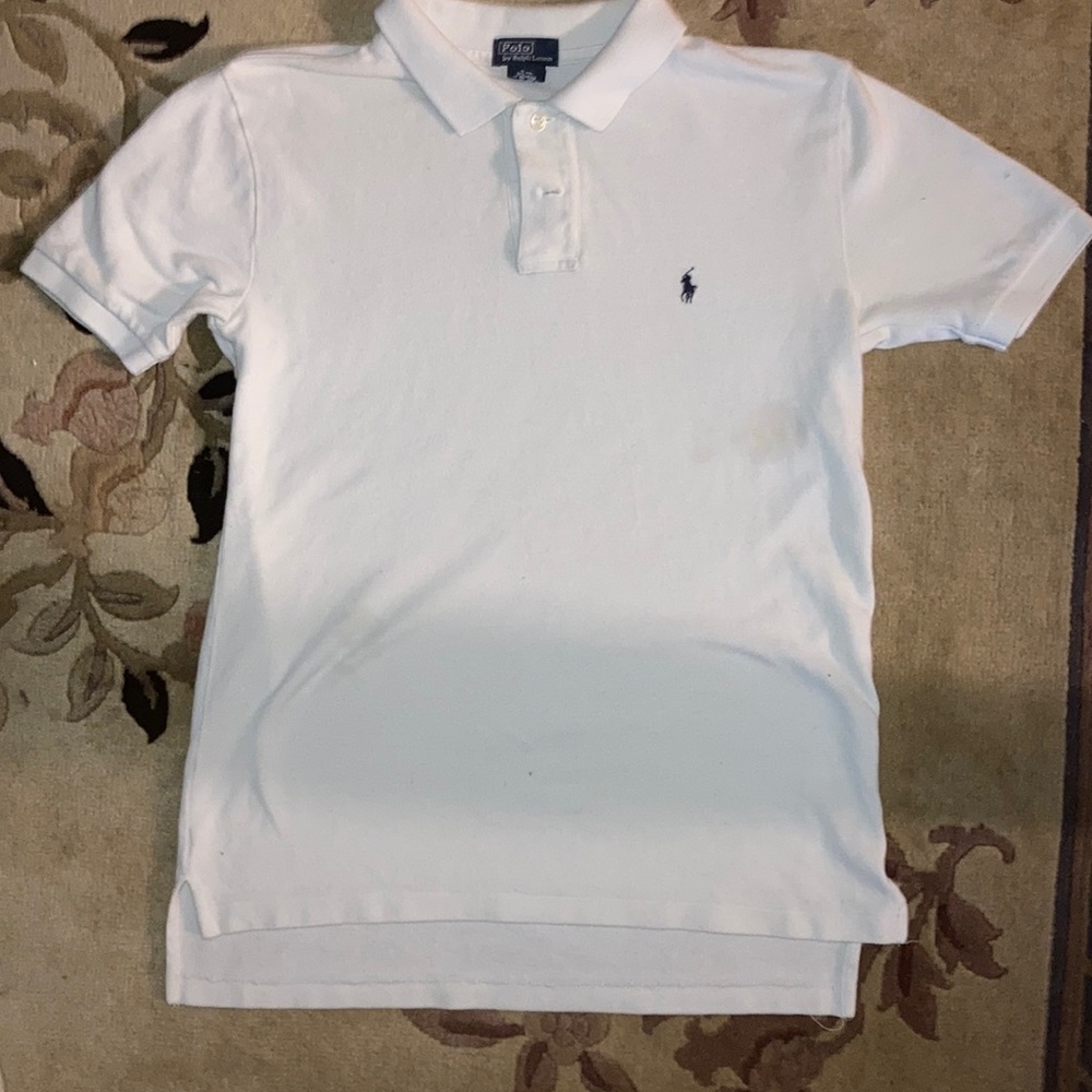 All while Polo collared shirt/ kids large 14-16